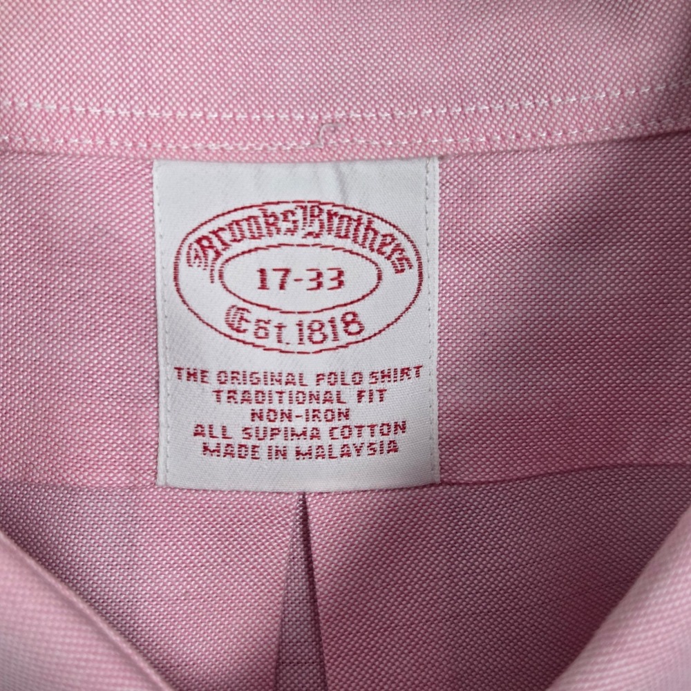 Brooks Brothers Men 17 - 33 Traditional Fit Button Down Long Sleeve Shirt Pink - Picture 4 of 5